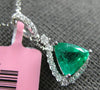 ESTATE 1.83CT DIAMONDS & AAA EMERALD 18K WHITE GOLD 3D TRILLION FLOATING PENDANT