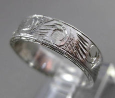 ANTIQUE 14K WHITE GOLD 3D HANDCRAFTED FILIGREE ETERNITY WEDDING BAND RING #23258