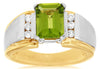1.74CT DIAMOND & AAA PERIDOT 14KT 2 TONE GOLD 3D MATTE & SHINY FRIENDSHIP RING