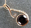 ESTATE 1.08CT DIAMOND & AAA GARNET 14KT ROSE GOLD 3D LOVE KNOT INFINITY PENDANT