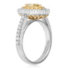 ESTATE 1.42CT WHITE & FANCY YELLOW DIAMOND 18KT 2 TONE GOLD HALO ENGAGEMENT RING