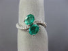 ESTATE 1.43CT DIAMOND & COLOMBIAN EMERALD 18KT WHITE GOLD DOUBLE OVAL WAVE RING