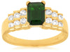 1.33CT DIAMOND & AAA GREEN GARNET 14K YELLOW GOLD 3D EMERALD CUT ENGAGEMENT RING