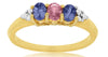 .67CT DIAMOND & AAA TANZANITE & PINK SAPPHIRE 14KT YELLOW GOLD OVAL 3 STONE RING
