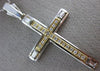 ESTATE LARGE .76CT ROUND & BAGUETTE DIAMOND 14K 2 TONE GOLD CROSS PENDANT #15478