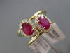 ESTATE WIDE 1.55CT DIAMOND & AAA RUBY 14KT YELLOW GOLD 3D 2 STONE OVAL LOVE RING