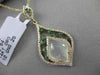 ESTATE 3.13CT DIAMOND & EMERALD & AGATE 14K YELLOW GOLD 3D FLOATING PENDANT