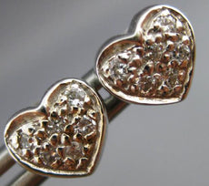 ANTIQUE .24CT DIAMOND 14KT WHITE GOLD 3D CLASSIC PAVE HEART STUD EARRINGS #9945