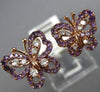 ESTATE WIDE .70CT DIAMOND & AAA AMETHYST 14KT ROSE GOLD 3D DOUBLE BUTTERFLY RING
