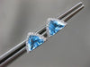 ESTATE 3.13CT DIAMOND & AAA BLUE TOPAZ 14K WHITE GOLD SEMI MOON HANGING EARRINGS