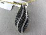 ESTATE LARGE .75CT WHITE & BLACK DIAMOND 14KT YELLOW GOLD 3D TEAR DROP PENDANT