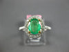 ESTATE 1.08CT DIAMOND & AAA EMERALD 18KT TWO TONE GOLD 3D HALO ENGAGEMENT RING