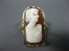 ANTIQUE WIDE .03CT DIAMOND 14K YELLOW GOLD LADY CAMEO REVERSIBLE RING  #26428