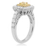 ESTATE 1.36CT WHITE & FANCY YELLOW DIAMOND 18K 2 TONE GOLD HALO ENGAGEMENT RING