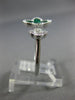 ESTATE 1.06CT DIAMOND & AAA EMERALD 18KT WHITE GOLD DOUBLE FLOWER FILIGREE RING