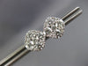 ESTATE LARGE 1.49CT DIAMOND 18KT WHITE GOLD CLUSTER OCTAGON FLOWER STUD EARRINGS