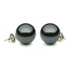 ESTATE AAA 12.5MM TAHITIAN PEARL 14KT WHITE GOLD CLASSIC SOLITAIRE STUD EARRINGS