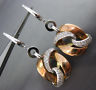 ESTATE LARGE .50CT DIAMOND 14KT WHITE & ROSE GOLD 3D LOVE KNOT HANGING EARRINGS