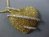 LARGE 3.15CT WHITE & YELLOW SAPPHIRE 18K YELLOW GOLD 3D HEART SWIRL LOVE PENDANT