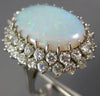 ANTIQUE LARGE 3.50CT OLD MINE DIAMOND & AAA OPAL 14K WHITE GOLD OVAL RING #22137