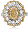 LARGE 4.6CT WHITE PINK & FANCY YELLOW DIAMOND 18K TRI COLOR GOLD ENGAGEMENT RING