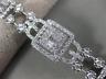 ESTATE LARGE 2.11CT DIAMOND 18KT WHITE GOLD 3D HALO LINK SQUARE TENNIS BRACELET