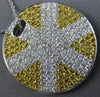 ESTATE LARGE 3.70CT DIAMOND & YELLOW SAPPHIRE 18K TWO TONE GOLD SUNBURST PENDANT