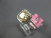 ESTATE LARGE 2.08CT WHITE & FANCY YELLOW DIAMOND 18K 2 TONE GOLD ENGAGEMENT RING
