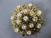 ANTIQUE LARGE 3.50CT OLD MINE DIAMOND 14KT YELLOW GOLD FLORAL PENDANT PIN #23776