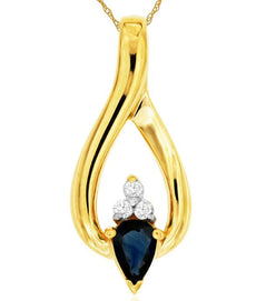 .71CT DIAMOND & AAA SAPPHIRE 14KT YELLOW GOLD ROUND INFINITY TEAR DROP PENDANT