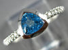 ESTATE .65CT DIAMOND & AAA TRILLION CUT BLUE TOPAZ 14K WHITE GOLD BEZEL FUN RING