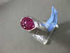 ESTATE WIDE 5.80CT DIAMOND & AAA EXTRA FACET RUBY 18KT WHITE GOLD 3D ETOILE RING