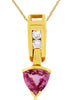 1.0CT DIAMOND & AAA PINK SAPPHIRE 14KT YELLOW GOLD TRILLION FUN FLOATING PENDANT