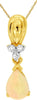 0.77CT DIAMOND & AAA OPAL 14KT YELLOW GOLD 3D PEAR SHAPE & ROUND FLOATING PENDANT