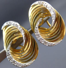 ESTATE .20CT DIAMOND 14K TWO TONE GOLD 3D OPEN FILIGREE CIRCLE EARRINGS #20513