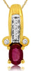 .55CT DIAMOND & AAA RUBY 14KT YELLOW GOLD 3D OVAL & ROUND FUN FLOATING PENDANT