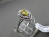 ESTATE 1.10CT WHITE & FANCY YELLOW DIAMOND 18KT WHITE GOLD PEAR ENGAGEMENT RING