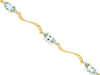 1.5CT DIAMOND & AAA AQUAMARINE 14KT YELLOW GOLD 3D OVAL & ROUND 3 STONE BRACELET
