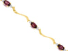 2.1CT DIAMOND & AAA RHODOLITE 14K YELLOW GOLD OVAL & ROUND SWIRL TENNIS BRACELET