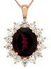 ESTATE 7.10CT DIAMOND & AAA RHODOLITE 14K ROSE GOLD 3D OVAL HALO FLOWER PENDANT