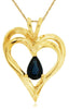 .55CT AAA SAPPHIRE 14K YELLOW GOLD PEAR SHAPE DOUBLE HEART LOVE FLOATING PENDANT