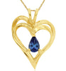 ESTATE 0.50CT AAA TANZANITE 14K YELLOW GOLD PEAR SHAPE DOUBLE HEART LOVE PENDANT