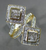 ESTATE LARGE .95CT ROUND & PRINCESS DIAMOND 14KT YELLOW GOLD 3D SQUARE RING