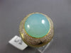 ESTATE EXTRA LARGE 13.20CT DIAMOND & AAA BLUE AGATE 18KT YELLOW GOLD FLOWER RING