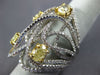 ESTATE EXTRA LARGE 4.08CT WHITE & FANCY YELLOW DIAMOND 18KT TWO TONE GOLD RING