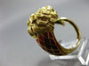 ANTIQUE LARGE 14KT YELLOW GOLD 3D HANDCRAFTED RED ENAMEL SNAKE LION FUN RING