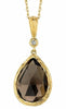 4.23CT DIAMOND & AAA SMOKY TOPAZ 14KT YELLOW GOLD 3D TEAR DROP FLOATING PENDANT