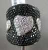 ESTATE MASSIVE 2.24CT WHITE BLACK DIAMOND 18K 2 TONE GOLD PAVE 3 HEART LOVE RING