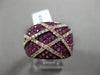 ESTATE LARGE .79CT DIAMOND & PINK SAPPHIRE 18K ROSE GOLD 3D CRISS CROSS FUN RING
