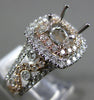ESTATE LARGE .92CT DIAMOND 14KT WHITE & ROSE GOLD 3D SEMI MOUNT ENGAGEMENT RING